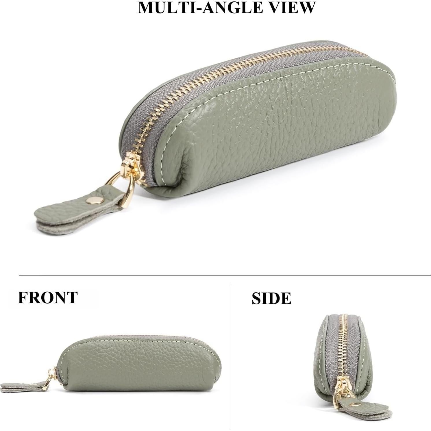 Monedero de Cuero Verde Salvia - Compacto y Ligero para Viaje