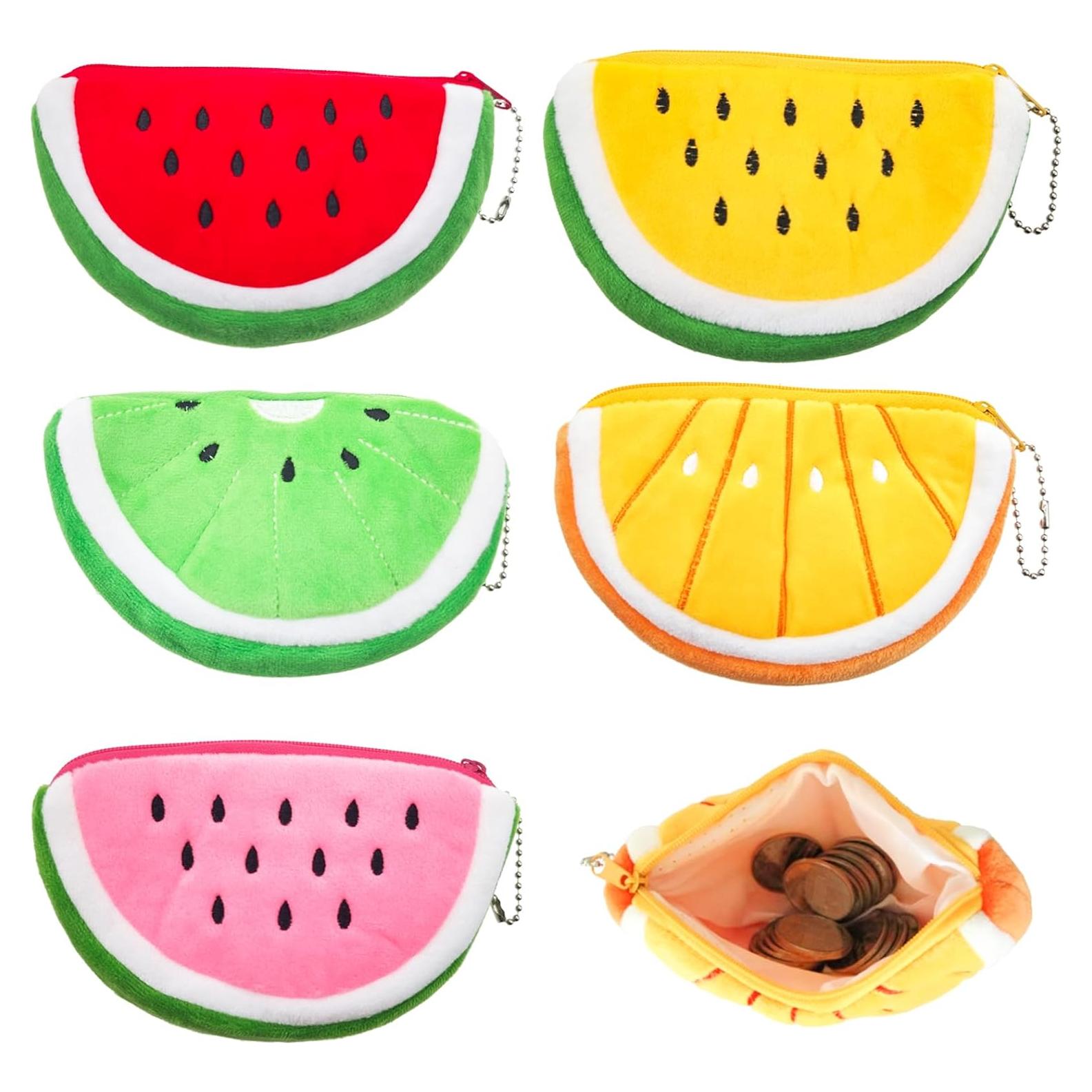 5 Monederos de Peluche Sandía Portátiles para Mujeres