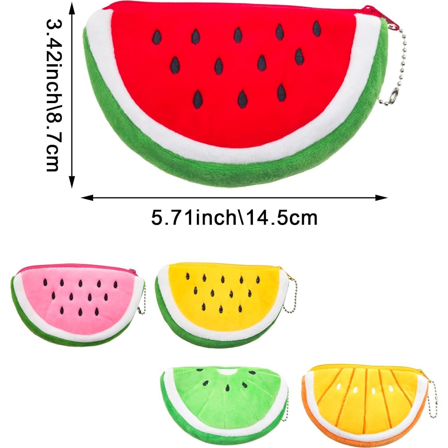 5 Monederos de Peluche Sandía Portátiles para Mujeres