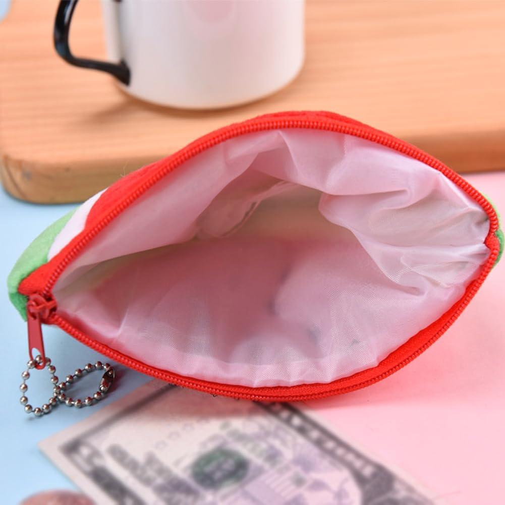 5 Monederos de Peluche Sandía Portátiles para Mujeres