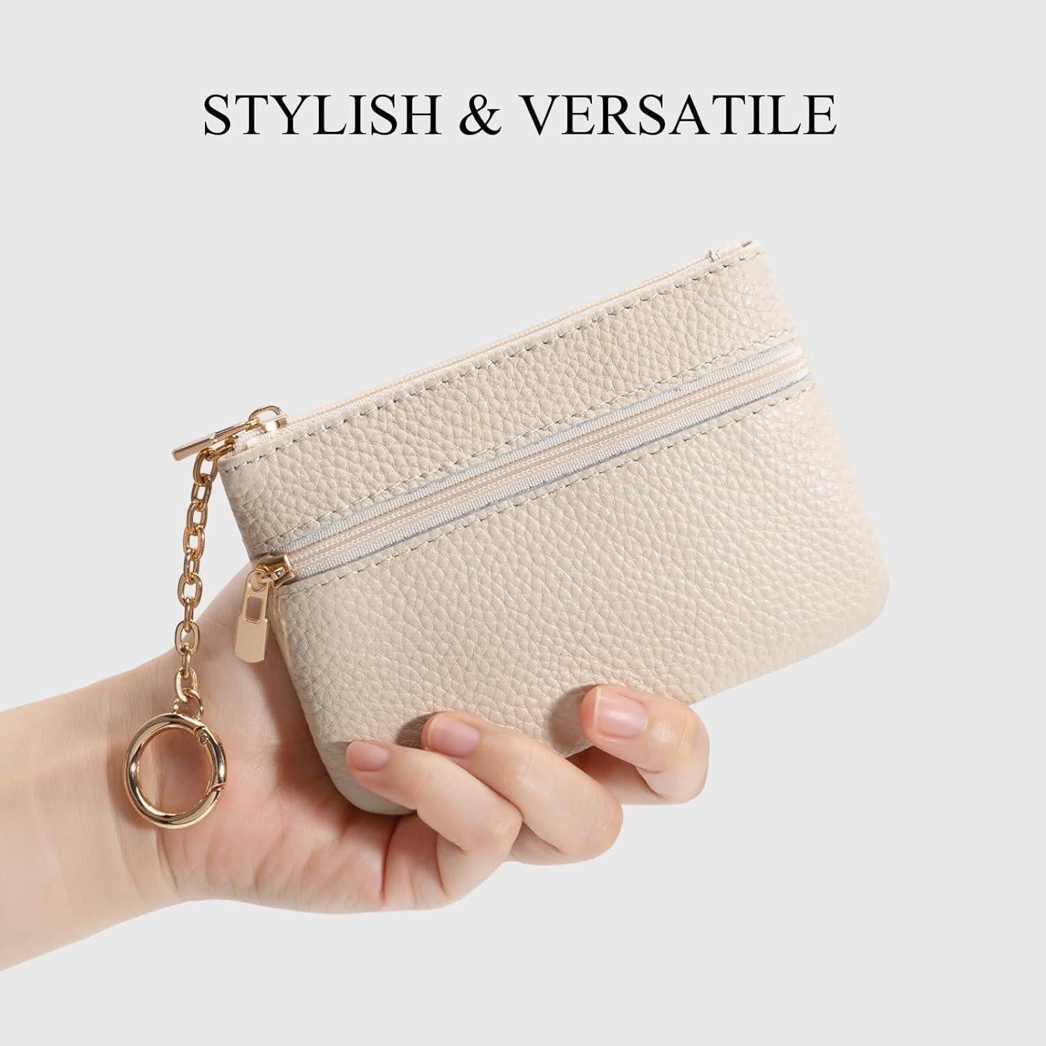 Monedero de Cuero con Llave LACPDK - 2 Bolsillos Cremallera