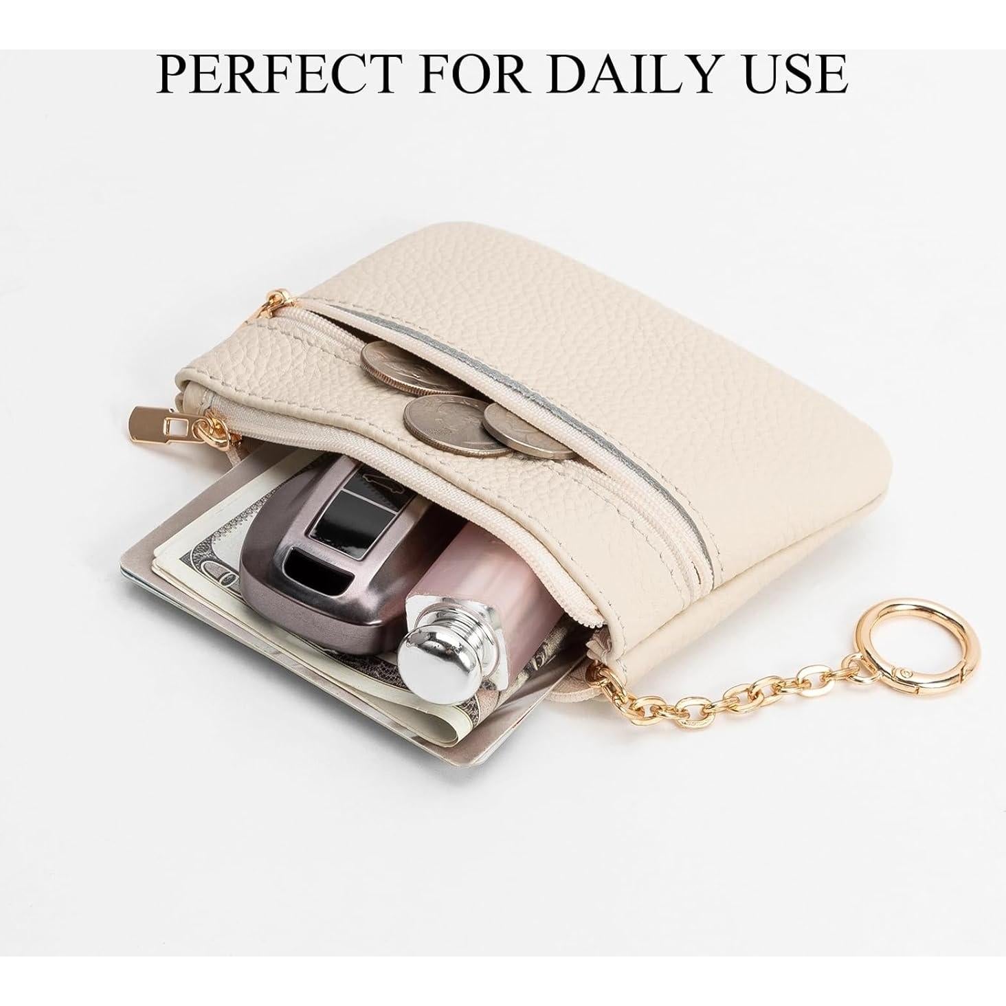 Monedero de Cuero con Llave LACPDK - 2 Bolsillos Cremallera