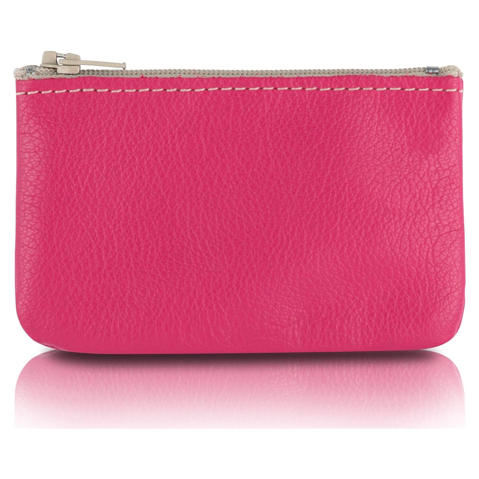 Monedero pequeño de cuero Nabob Leather rosa 12.7x7.6 cm