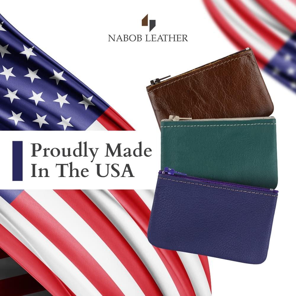 Monedero pequeño de cuero Nabob Leather rosa 12.7x7.6 cm