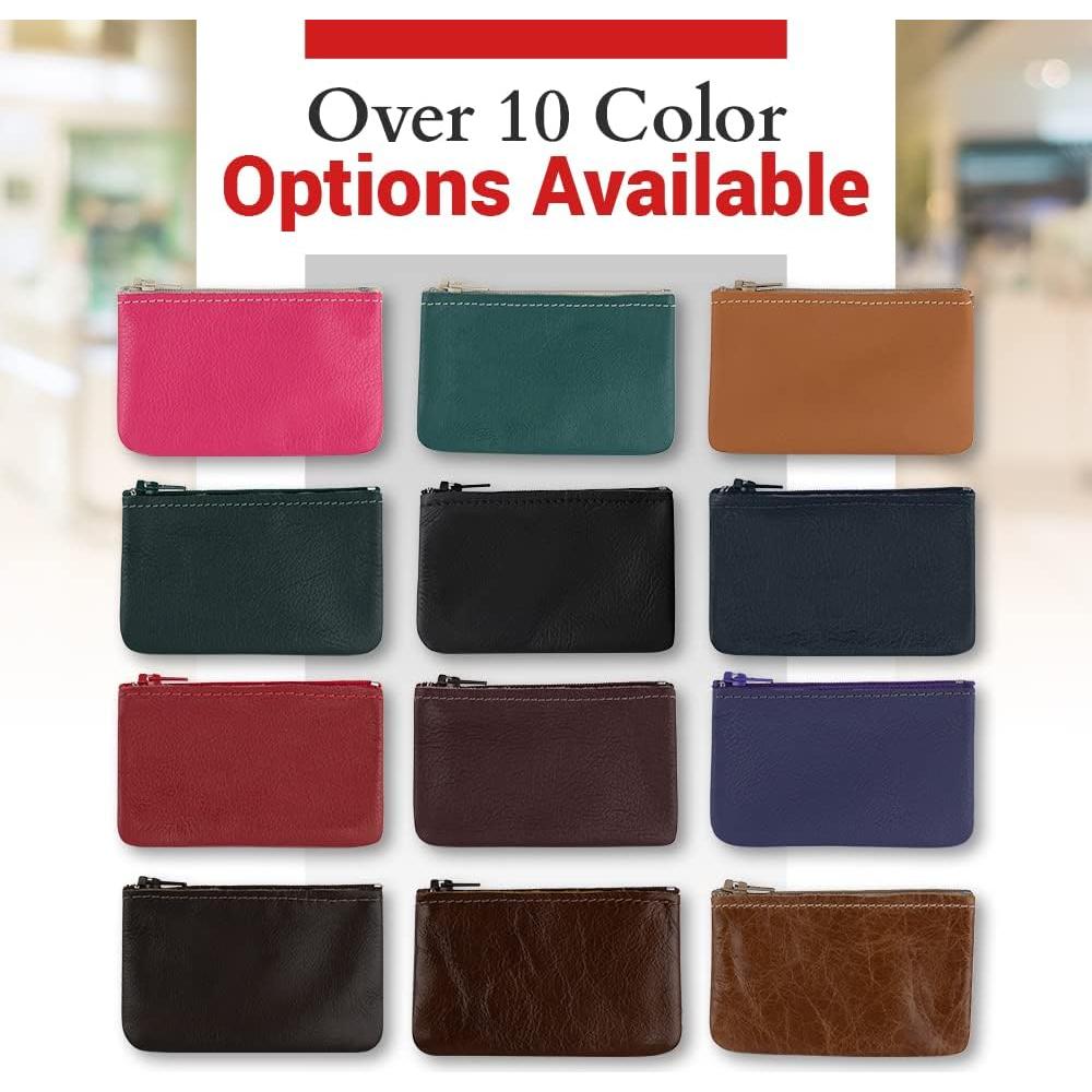 Monedero pequeño de cuero Nabob Leather rosa 12.7x7.6 cm