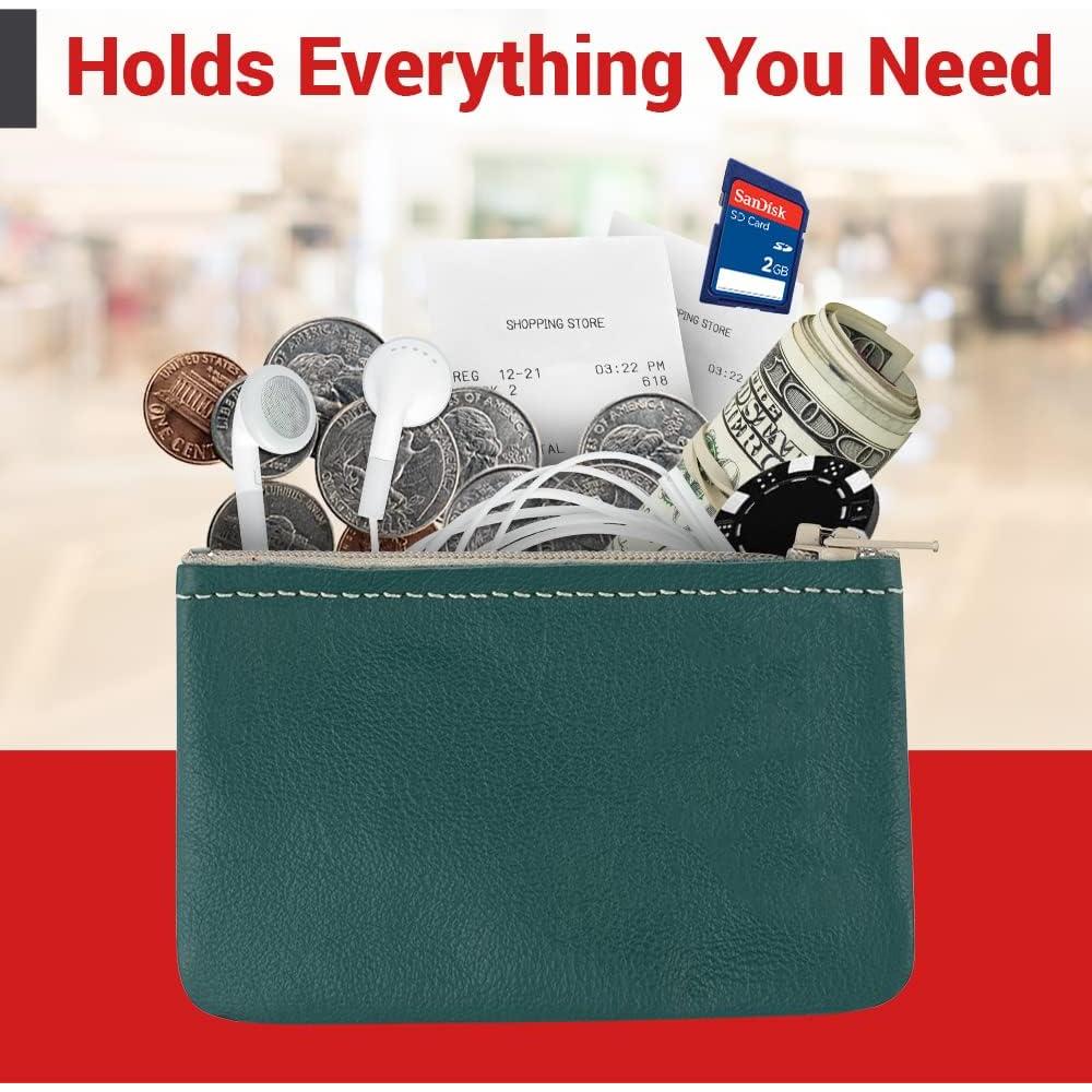 Monedero pequeño de cuero Nabob Leather rosa 12.7x7.6 cm