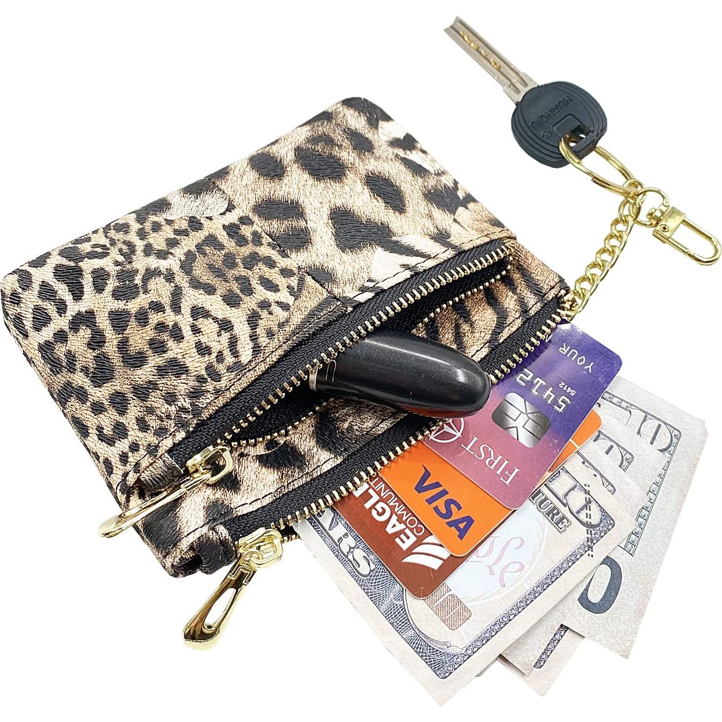 Monedero RFID Beurlike de Cuero para Mujeres Pequeño Leopardo