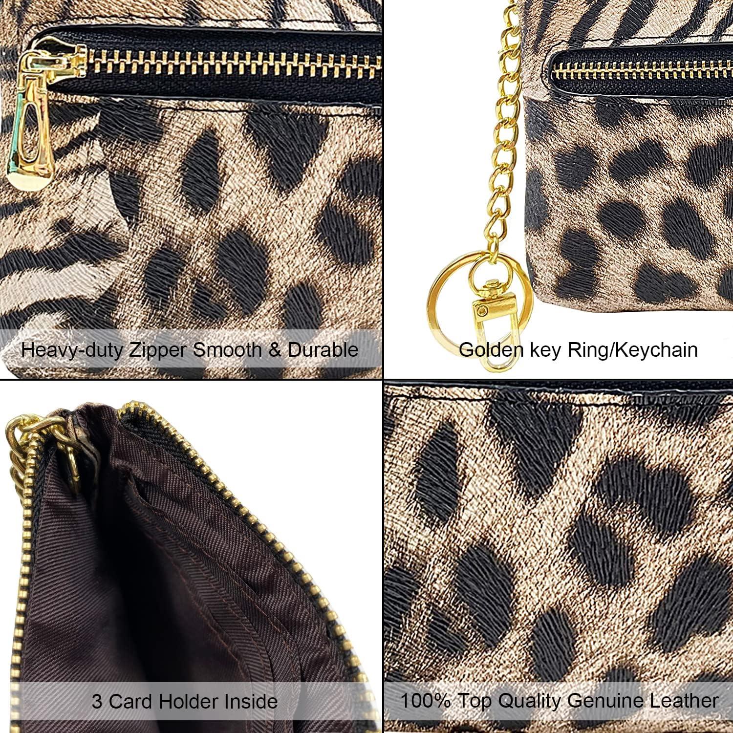 Monedero RFID Beurlike de Cuero para Mujeres Pequeño Leopardo