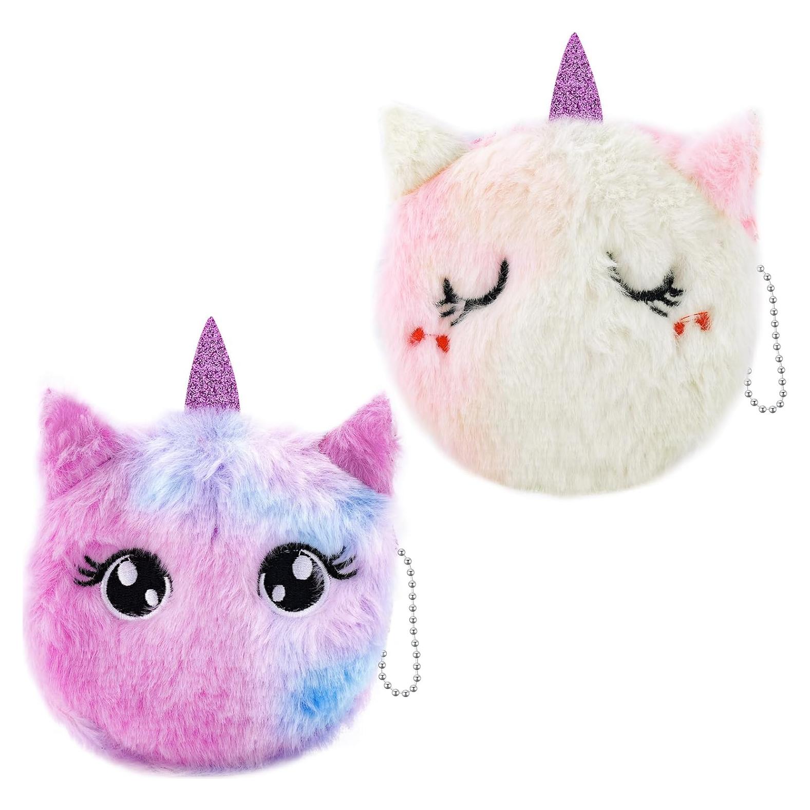 Monedero de Unicornio Rosa 2Pcs Peluche con Cremallera