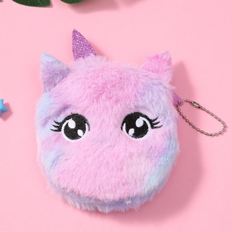 Monedero de Unicornio Rosa 2Pcs Peluche con Cremallera