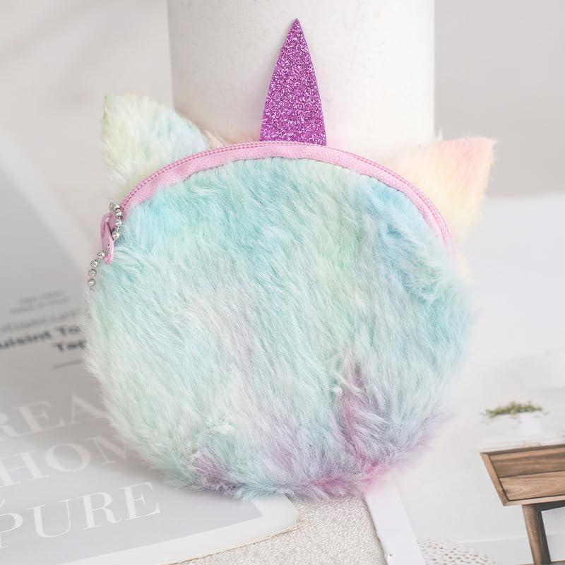 Monedero de Unicornio Rosa 2Pcs Peluche con Cremallera
