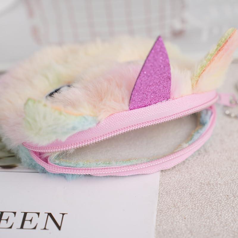 Monedero de Unicornio Rosa 2Pcs Peluche con Cremallera