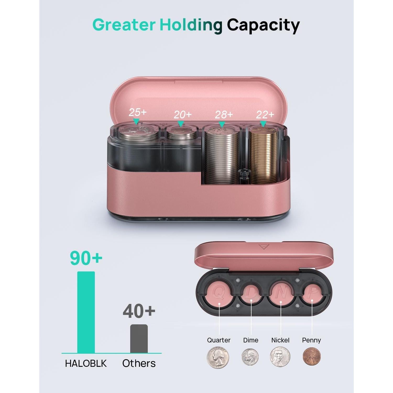 Soporte de Monedas HALOBLK HL01CB Rosa para Coche