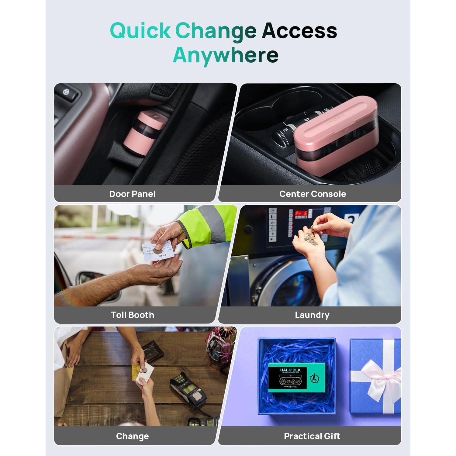 Soporte de Monedas HALOBLK HL01CB Rosa para Coche