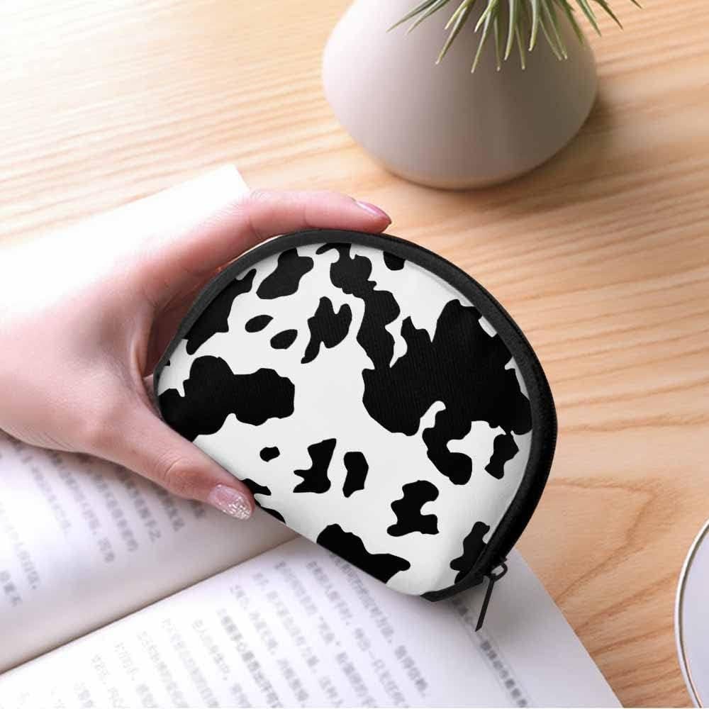 Monedero Pequeño IBILIU de Piel de Vaca Negro y Blanco 12x9cm