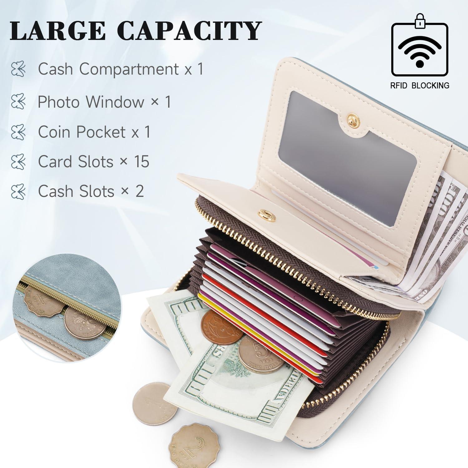 Cartera Bifolding Mujer KITEVIUN Azul con Bloqueo RFID