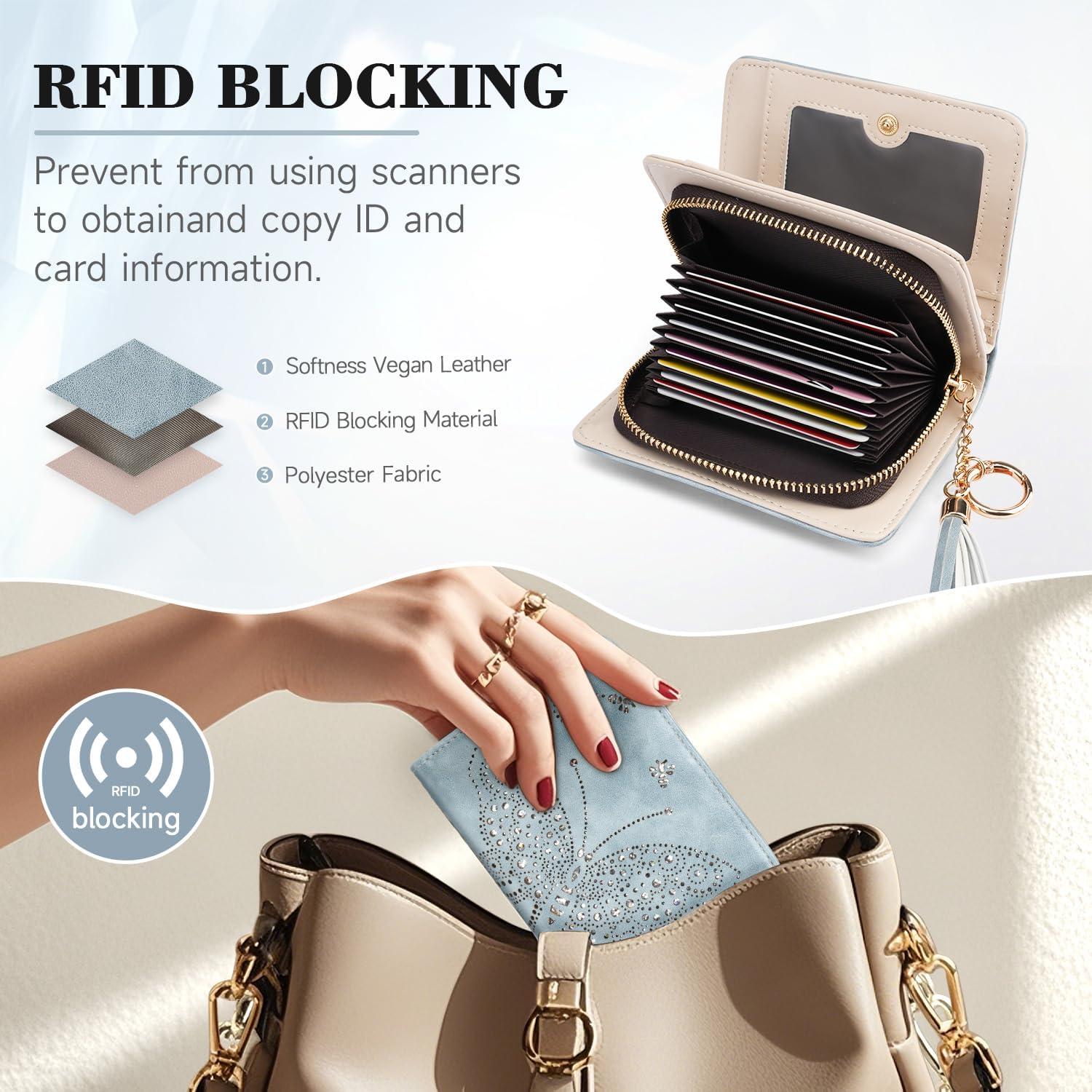 Cartera Bifolding Mujer KITEVIUN Azul con Bloqueo RFID