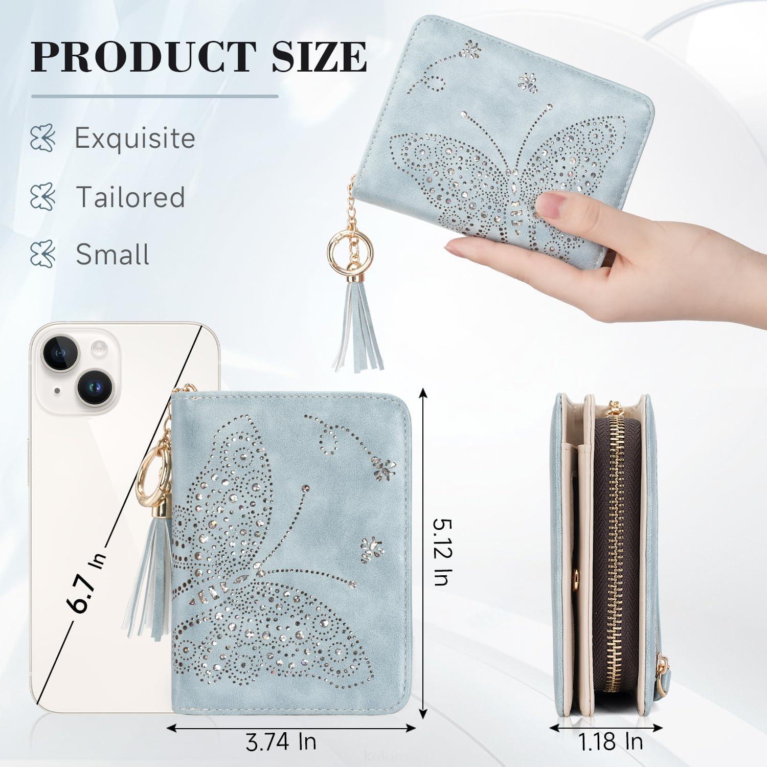 Cartera Bifolding Mujer KITEVIUN Azul con Bloqueo RFID