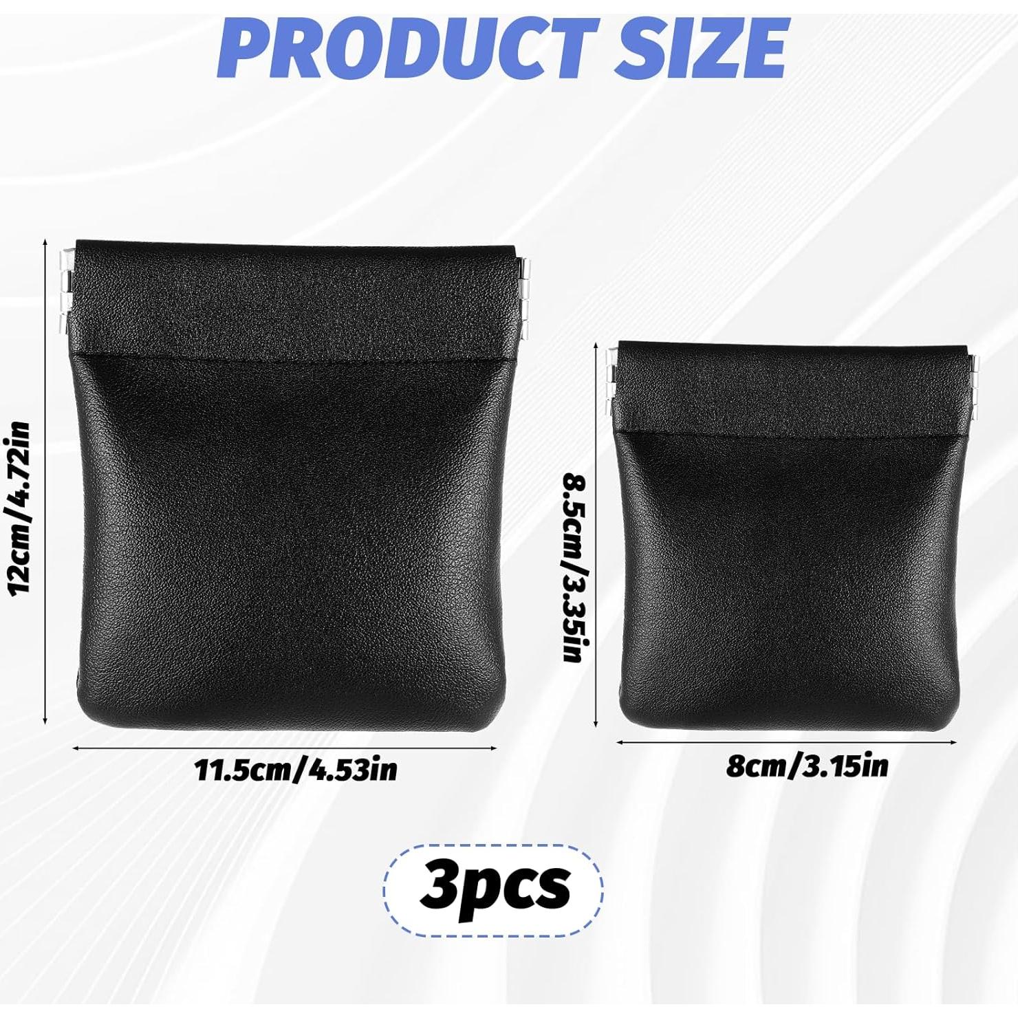 Monedero de Cuero PU Negro Sin Cremallera - 3 Piezas