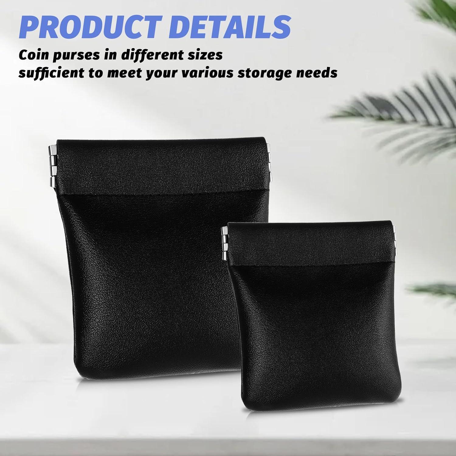 Monedero de Cuero PU Negro Sin Cremallera - 3 Piezas
