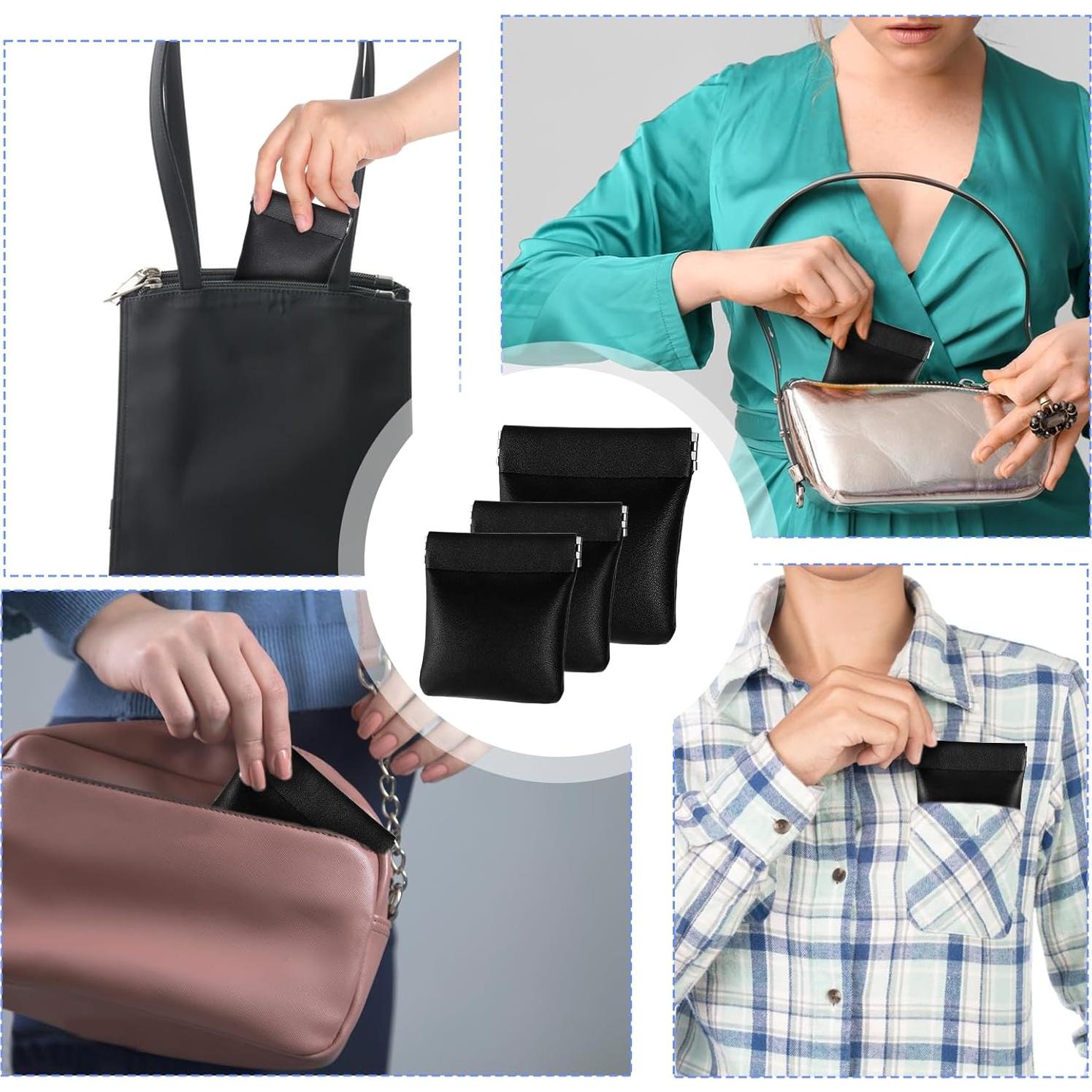 Monedero de Cuero PU Negro Sin Cremallera - 3 Piezas