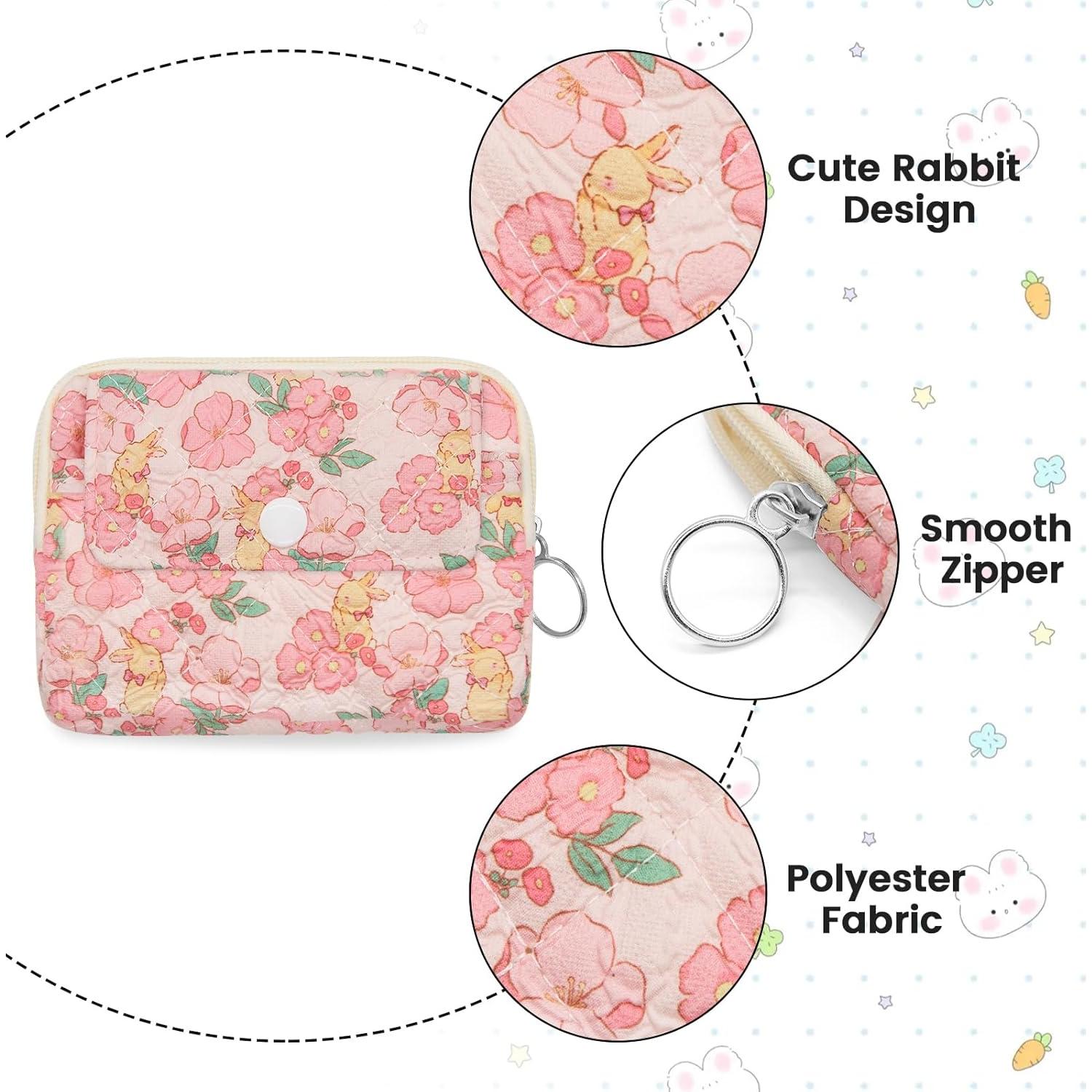 Monedero Acolchado LJCZKA Rosa Conejo 12x9 cm para Mujeres