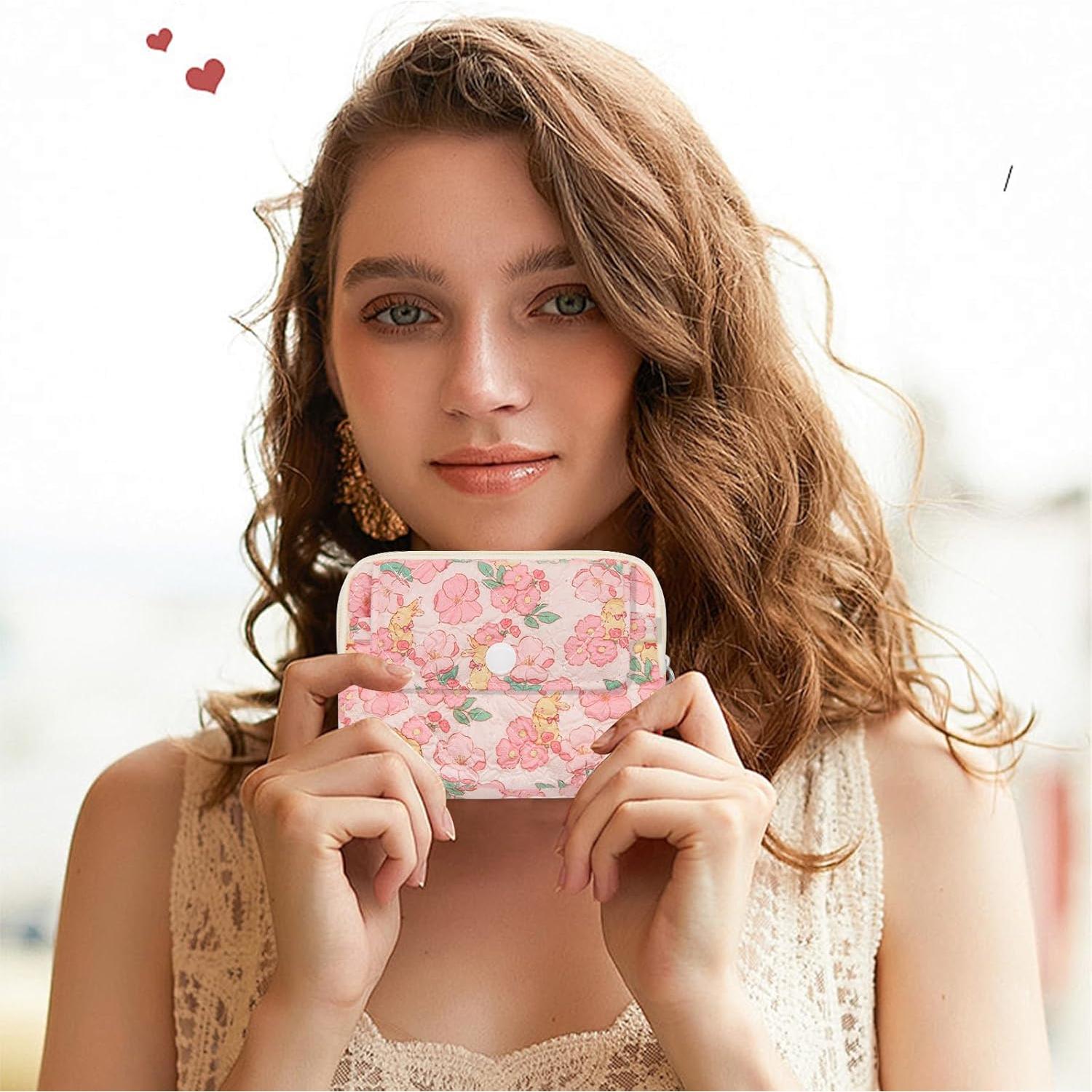 Monedero Acolchado LJCZKA Rosa Conejo 12x9 cm para Mujeres