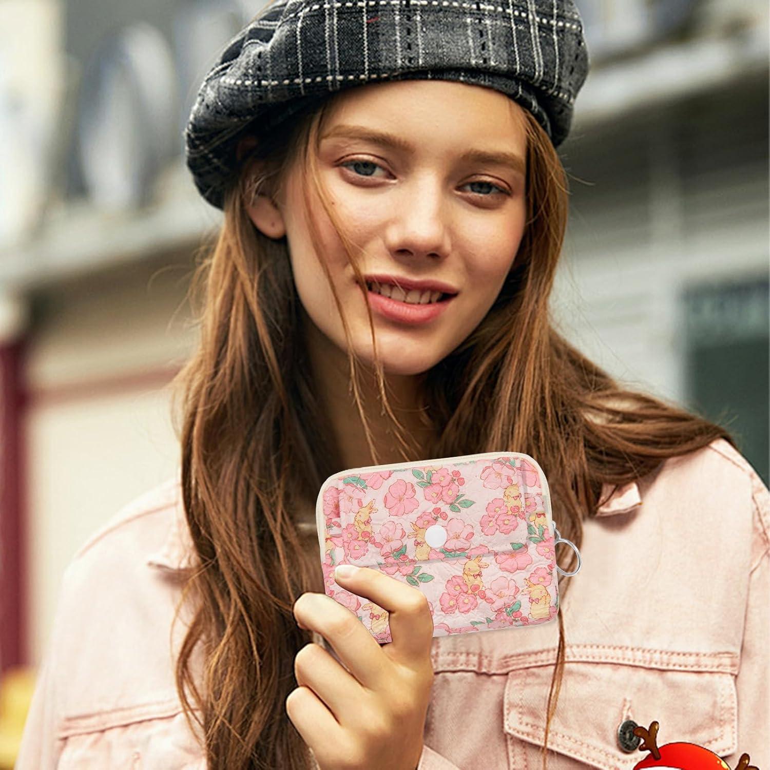 Monedero Acolchado LJCZKA Rosa Conejo 12x9 cm para Mujeres