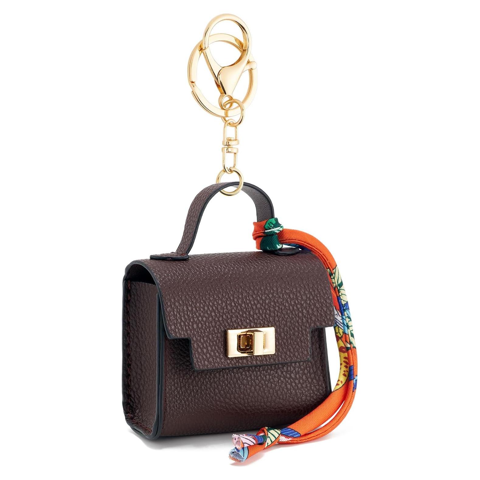 Llavero Mochila Mini WOZEAH para Mujer - Monedero Compacto Marrón