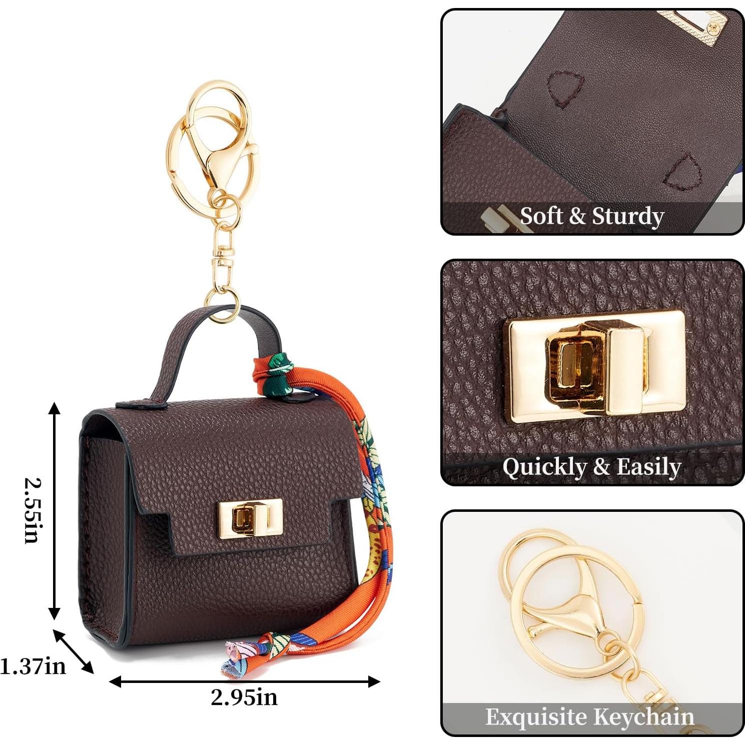 Llavero Mochila Mini WOZEAH para Mujer - Monedero Compacto Marrón