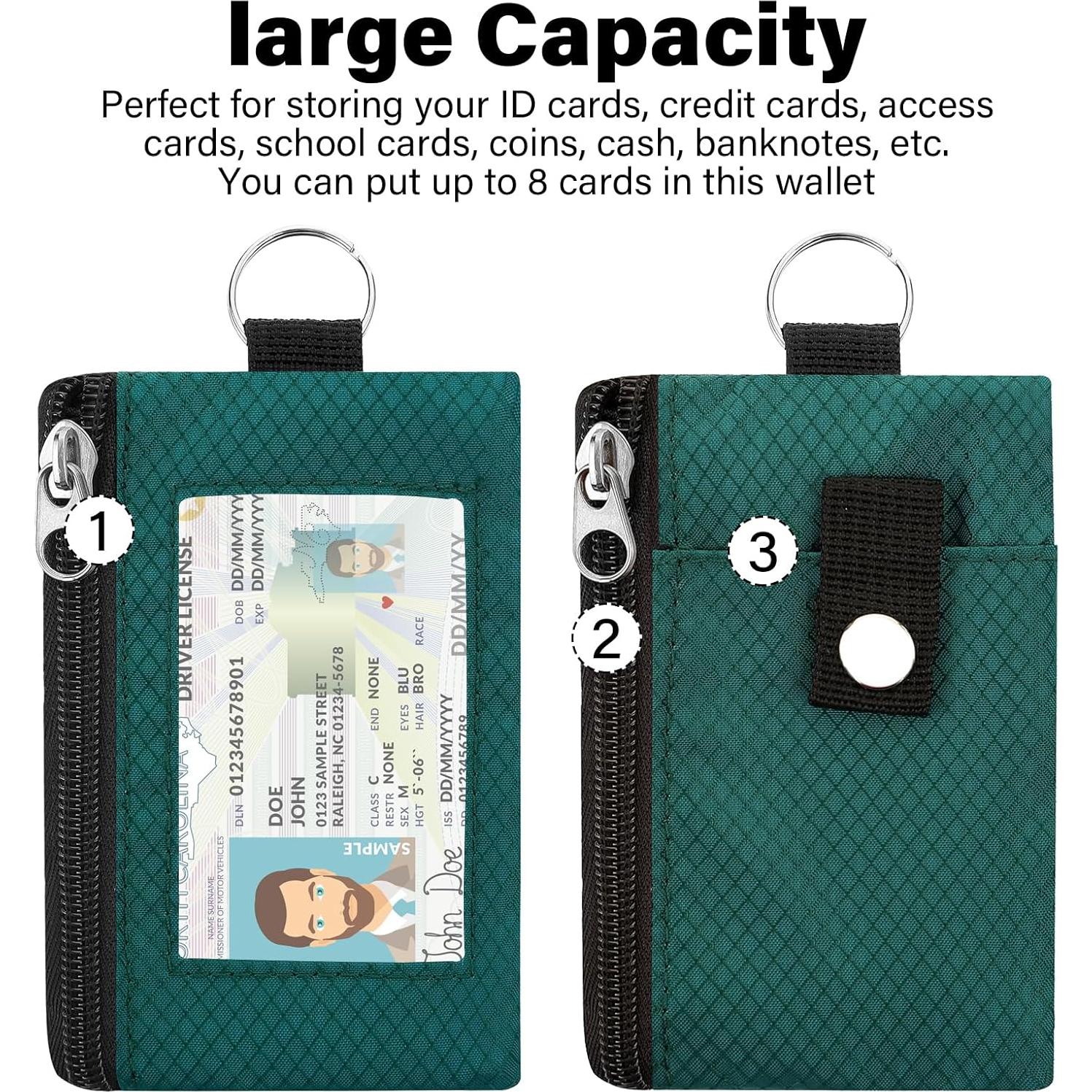 Billetera RFID Minimalista ZHOMA Verde Oscuro con Cordón