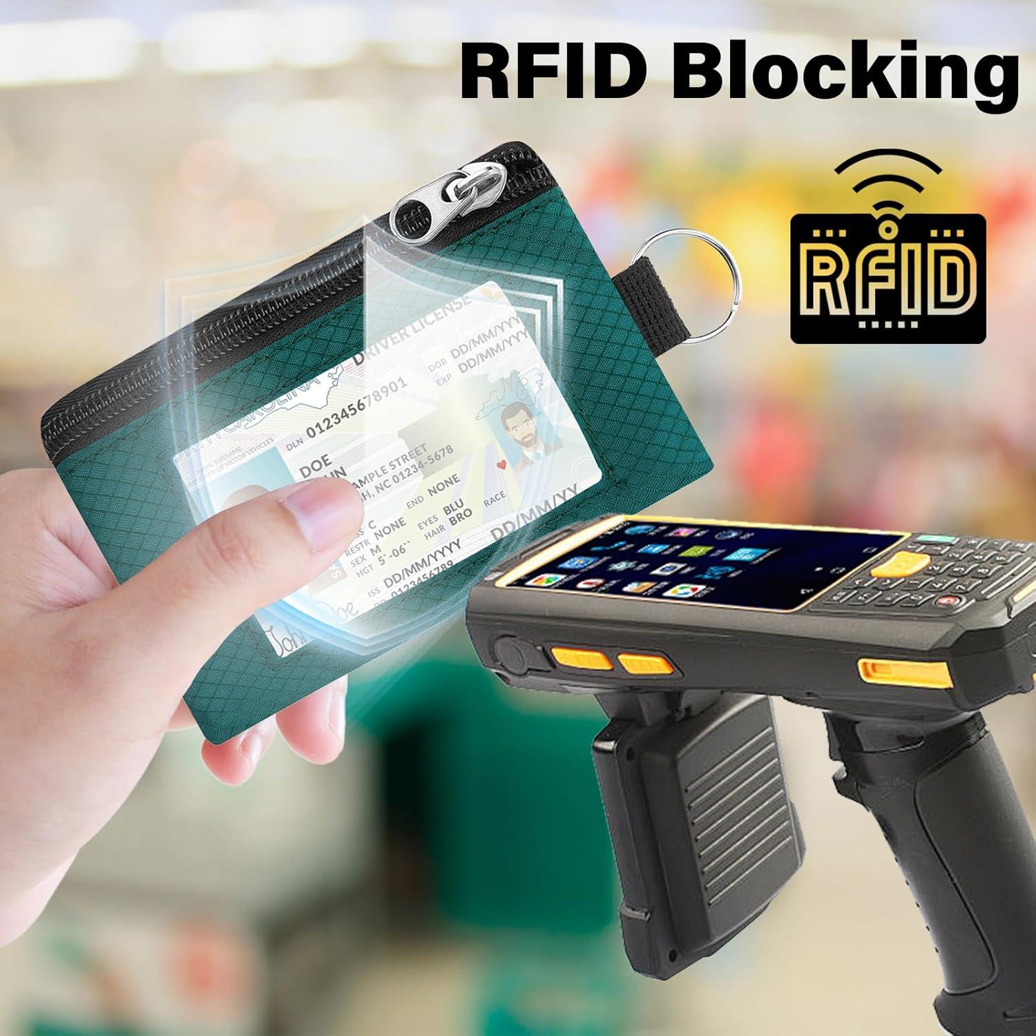 Billetera RFID Minimalista ZHOMA Verde Oscuro con Cordón