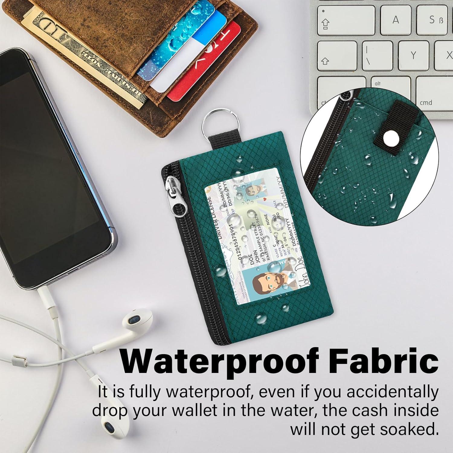 Billetera RFID Minimalista ZHOMA Verde Oscuro con Cordón