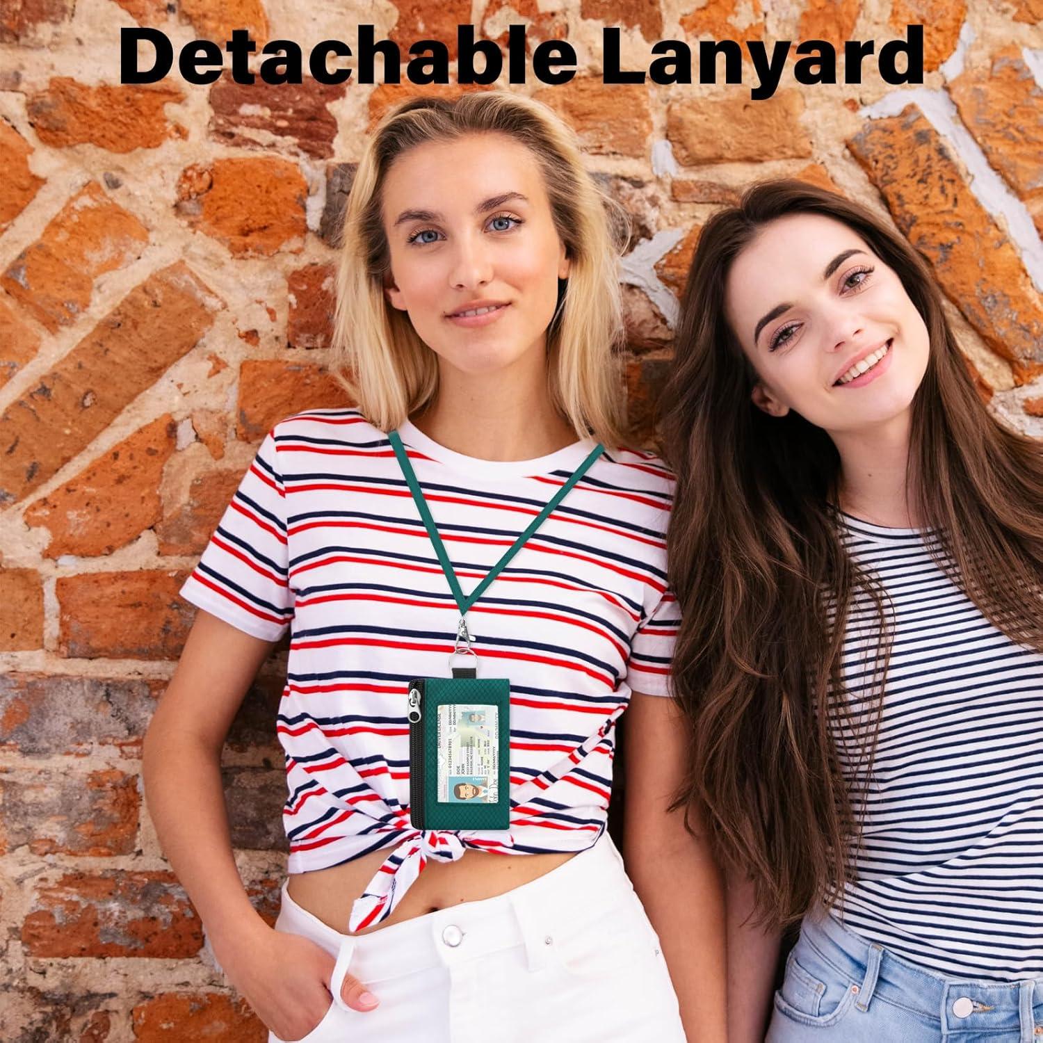 Billetera RFID Minimalista ZHOMA Verde Oscuro con Cordón