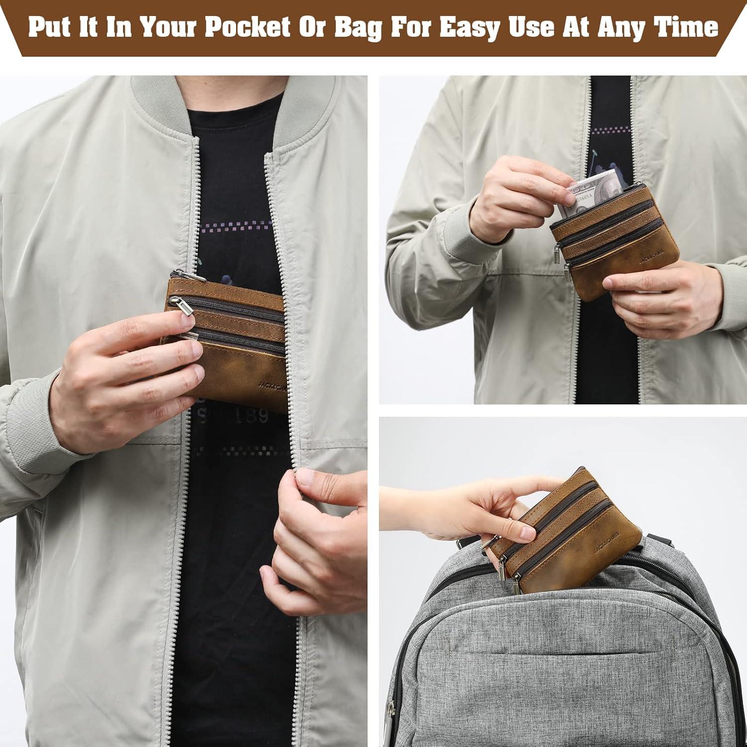 Monedero de cuero Jack&Chris JC301-8 para hombres, 12x8.5cm