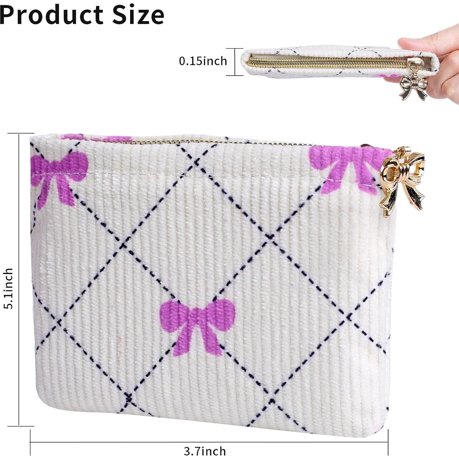 Monedero Compacto 2 PCS Corduroy con Lazo para Mujeres