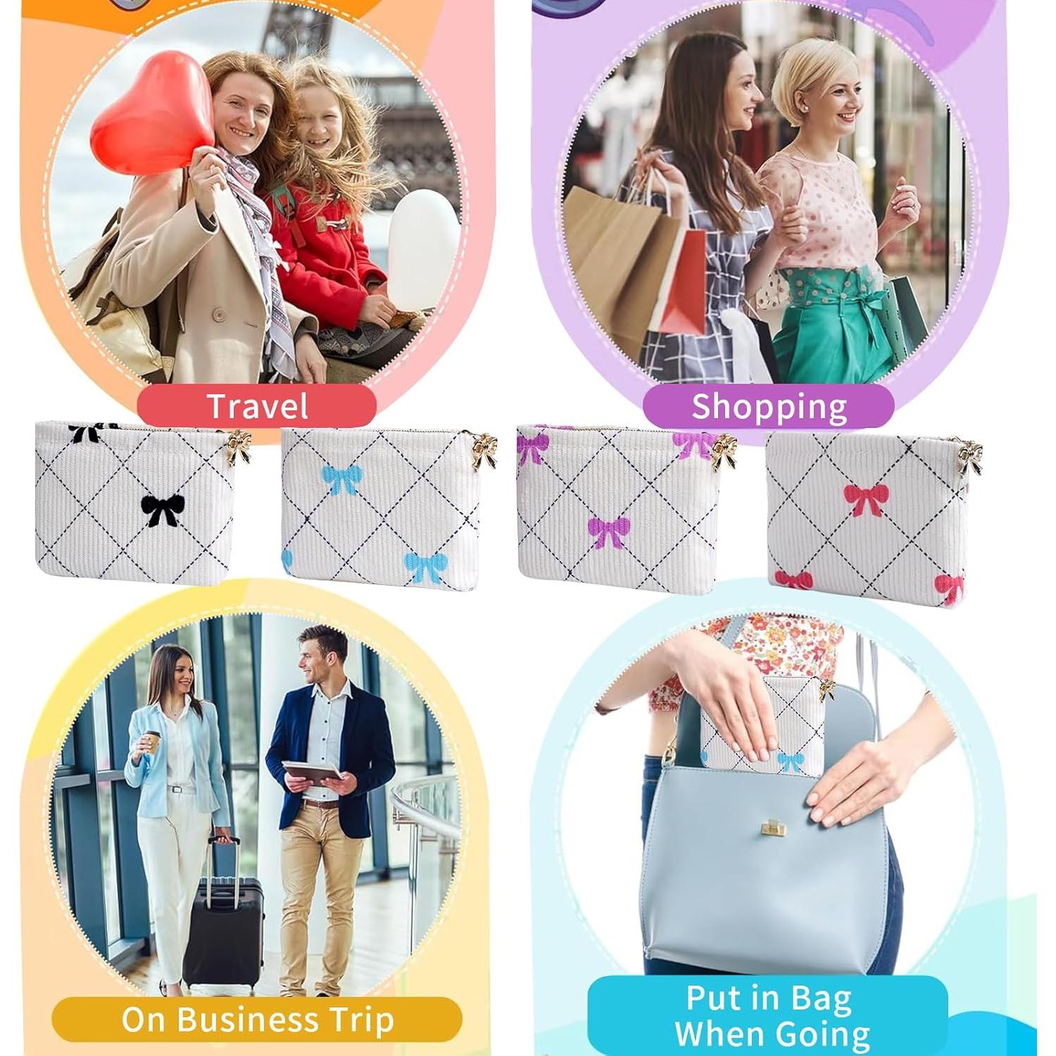 Monedero Compacto 2 PCS Corduroy con Lazo para Mujeres