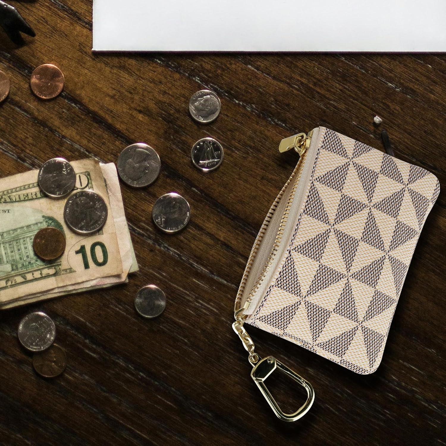 Monedero Mini Veki de Cuero Sintético Blanco con Llavero