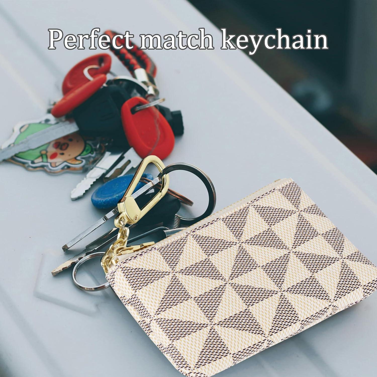 Monedero Mini Veki de Cuero Sintético Blanco con Llavero