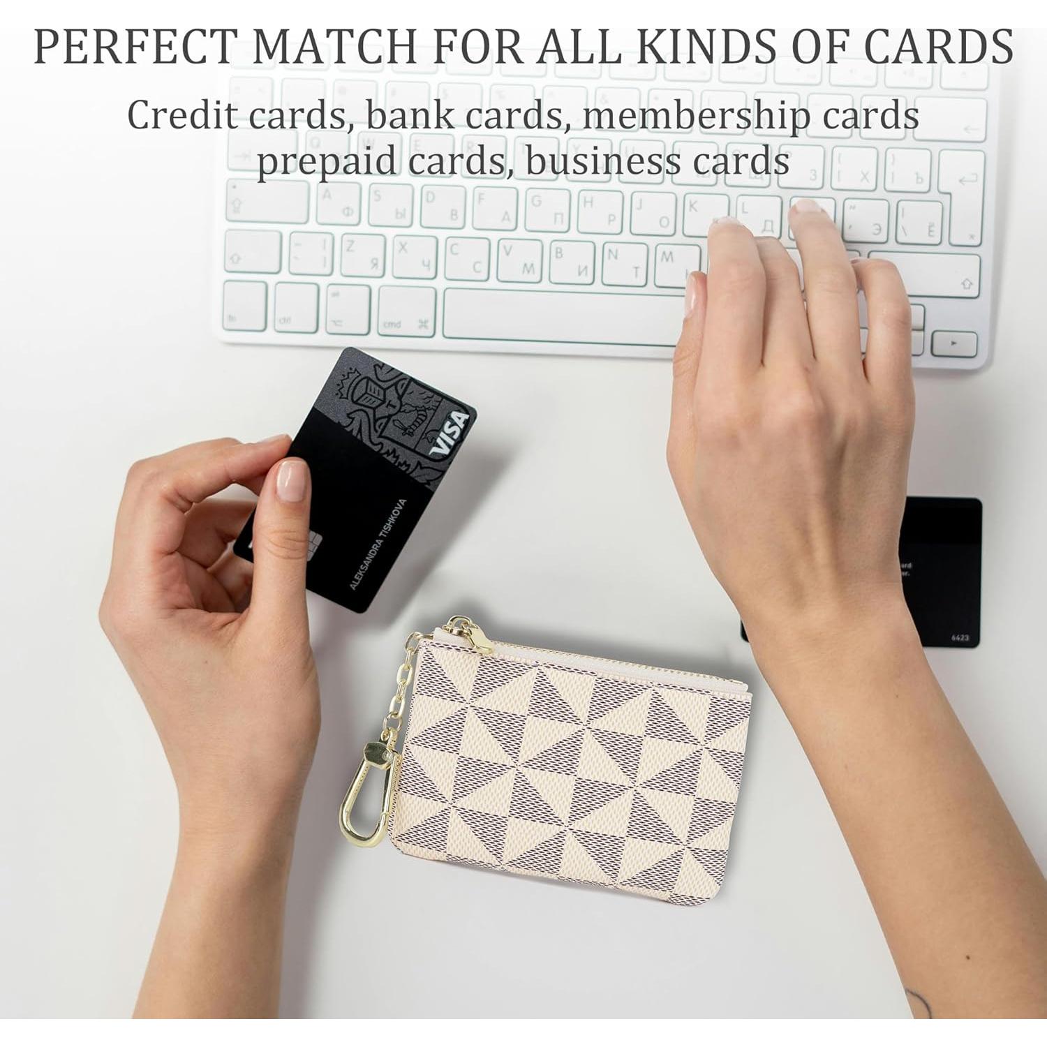 Monedero Mini Veki de Cuero Sintético Blanco con Llavero