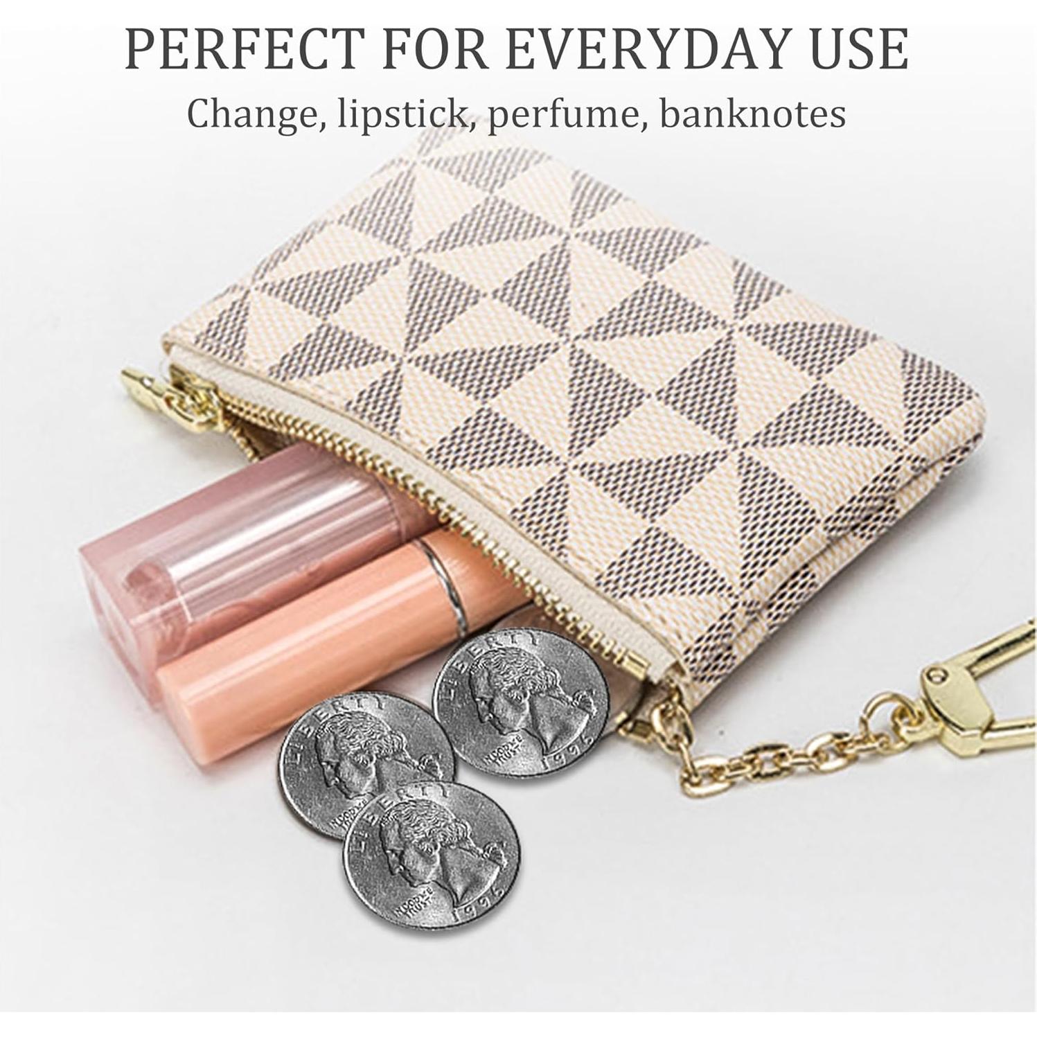 Monedero Mini Veki de Cuero Sintético Blanco con Llavero