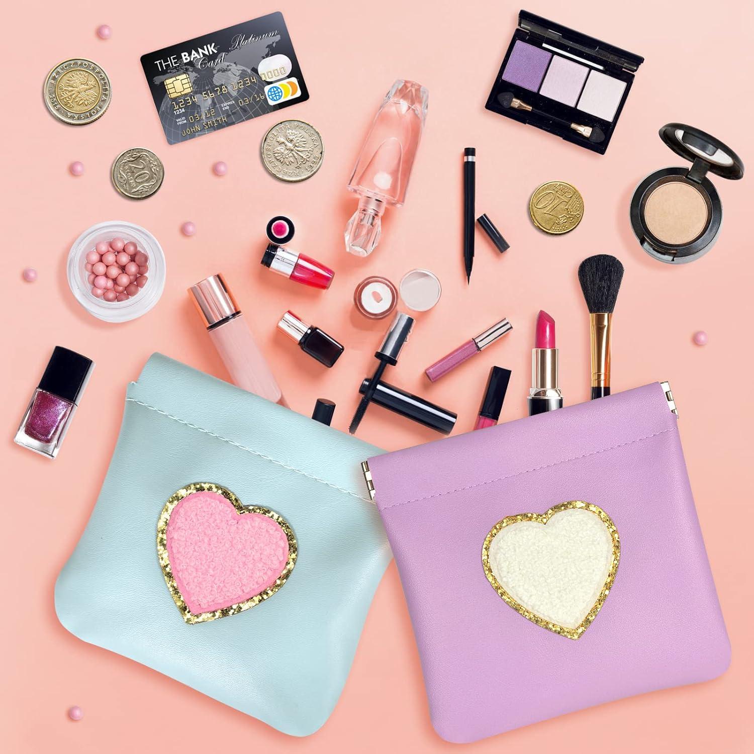 Monedero Cosmético 2 Pack Cuero PU Impermeable Azul Púrpura