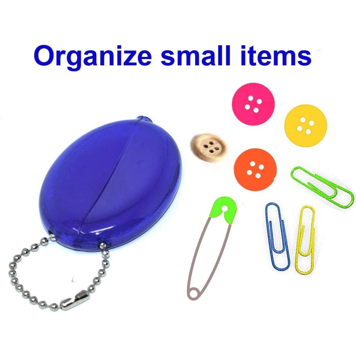 3 Bolsos Ovalados de Presión Bolsillo de Monedas de Goma Azul
