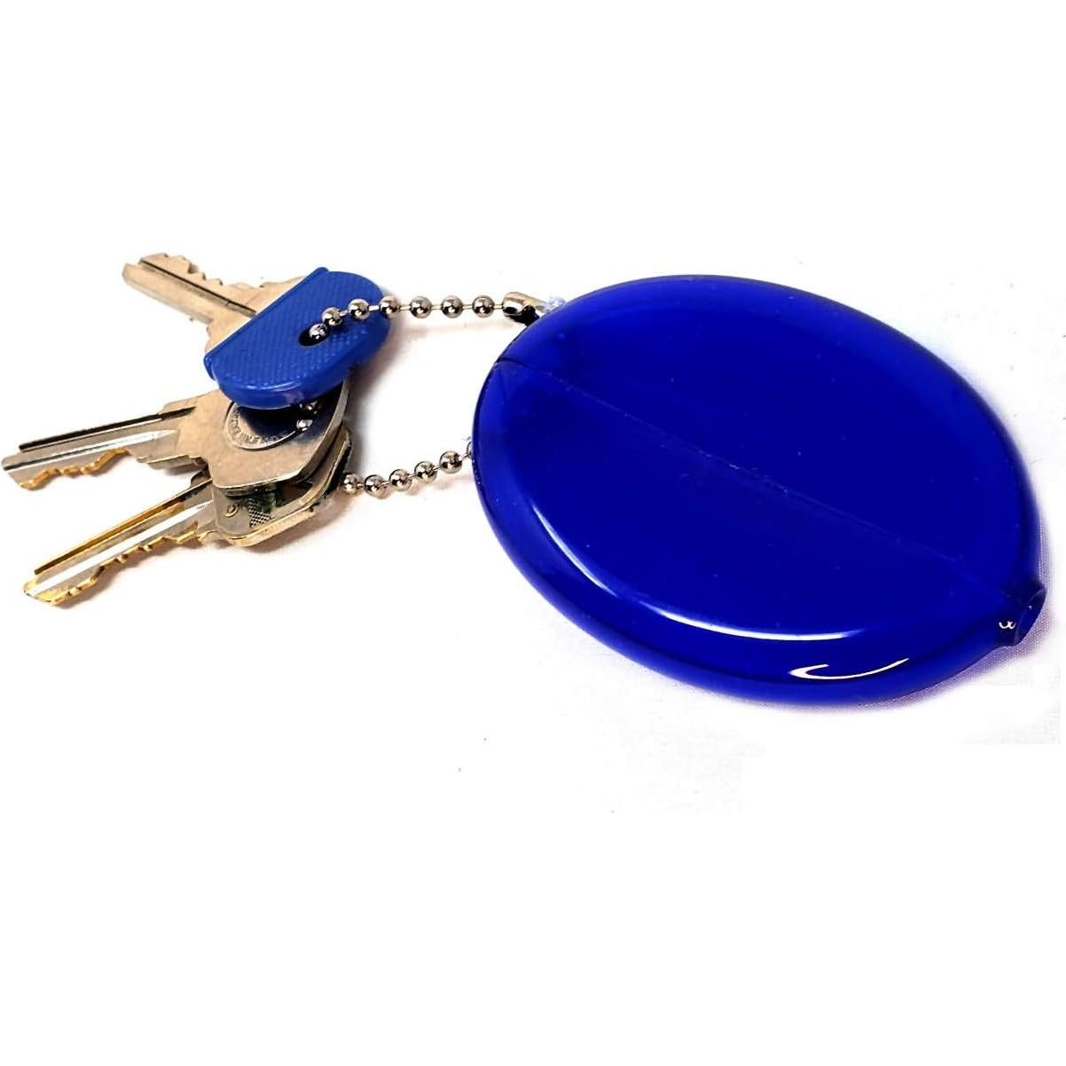 3 Bolsos Ovalados de Presión Bolsillo de Monedas de Goma Azul