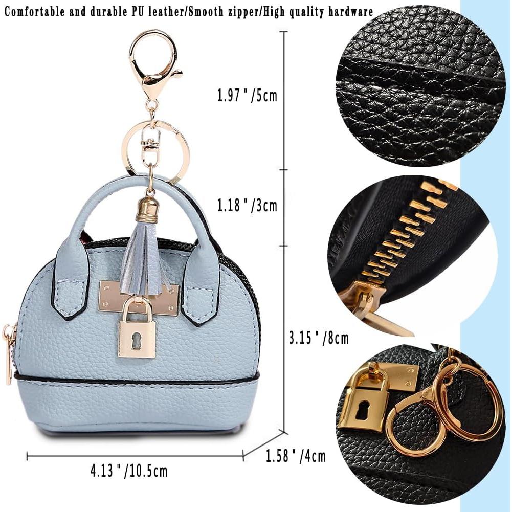 Monedero Llavero Mini Tote QeenRTUU Cuero PU Negro