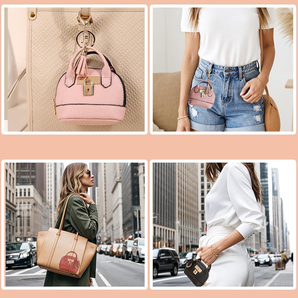 Monedero Llavero Mini Tote QeenRTUU Cuero PU Negro