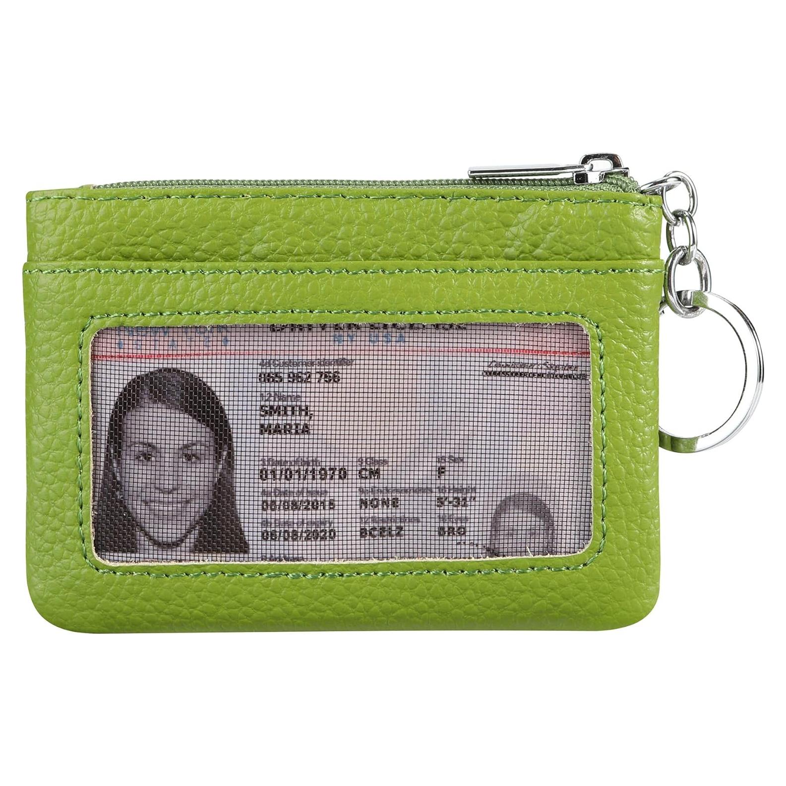 Monedero de Cuero Genuino Verde para Mujeres Mini