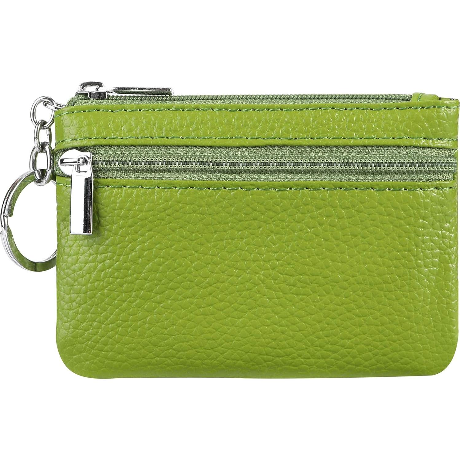 Monedero de Cuero Genuino Verde para Mujeres Mini