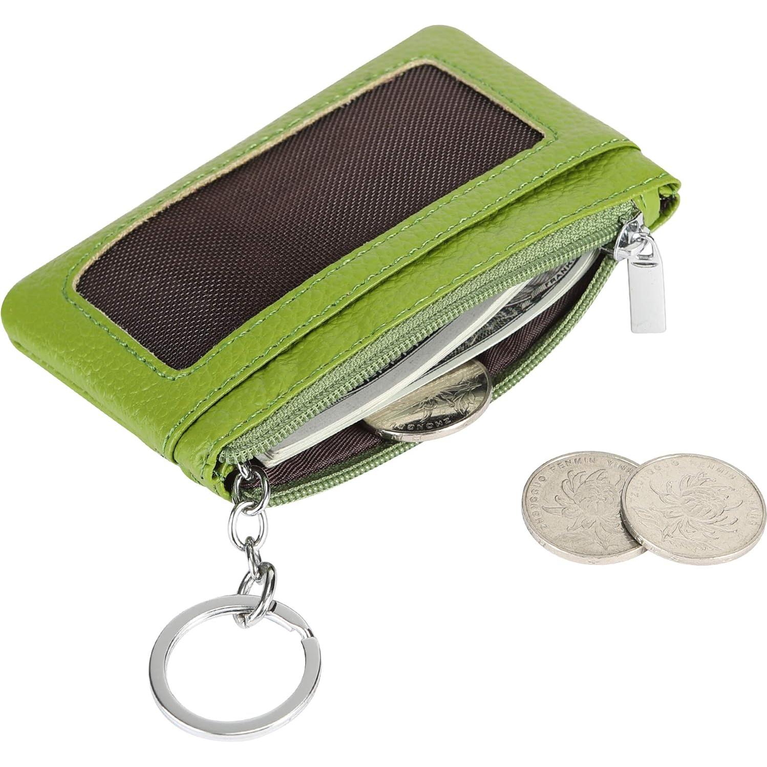 Monedero de Cuero Genuino Verde para Mujeres Mini