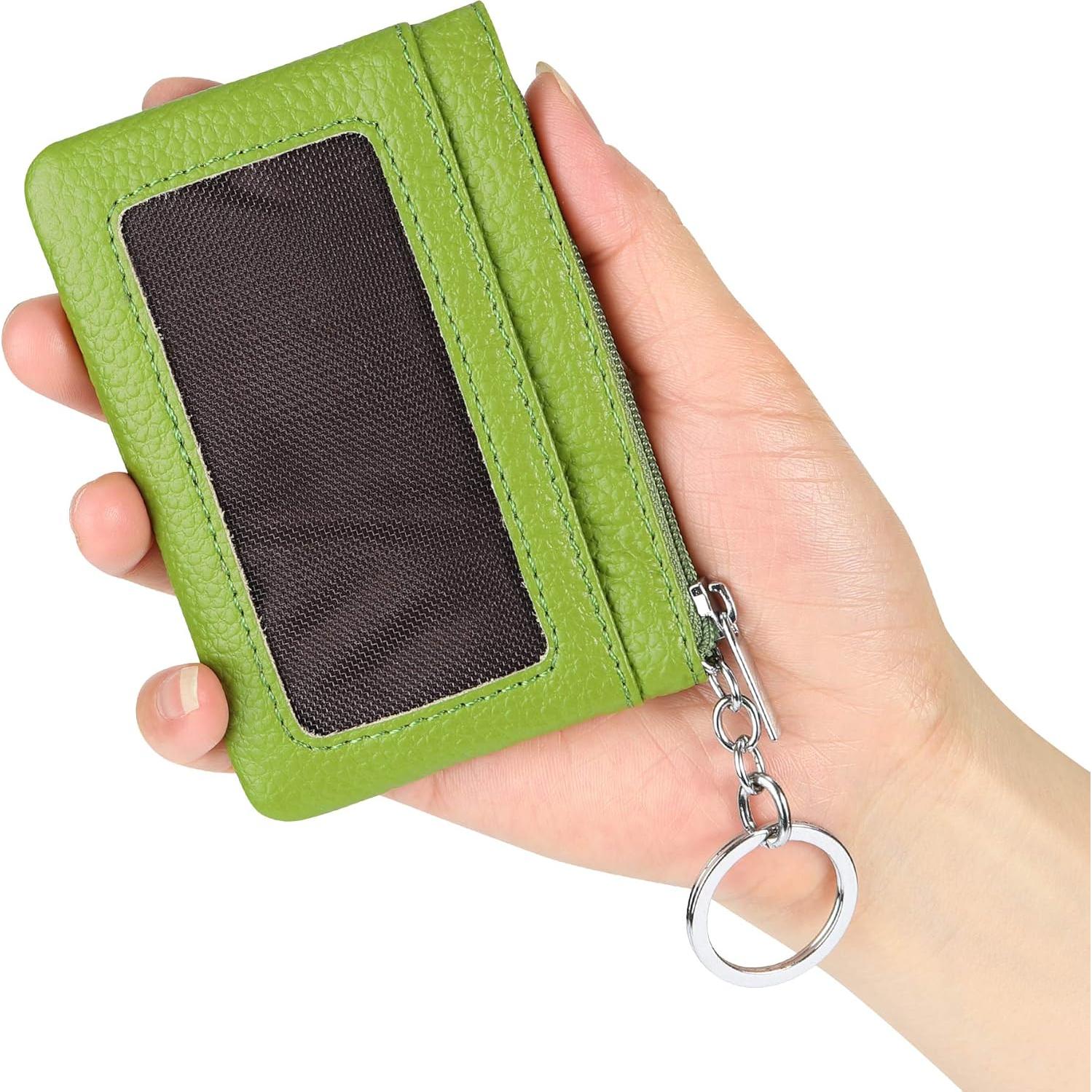 Monedero de Cuero Genuino Verde para Mujeres Mini